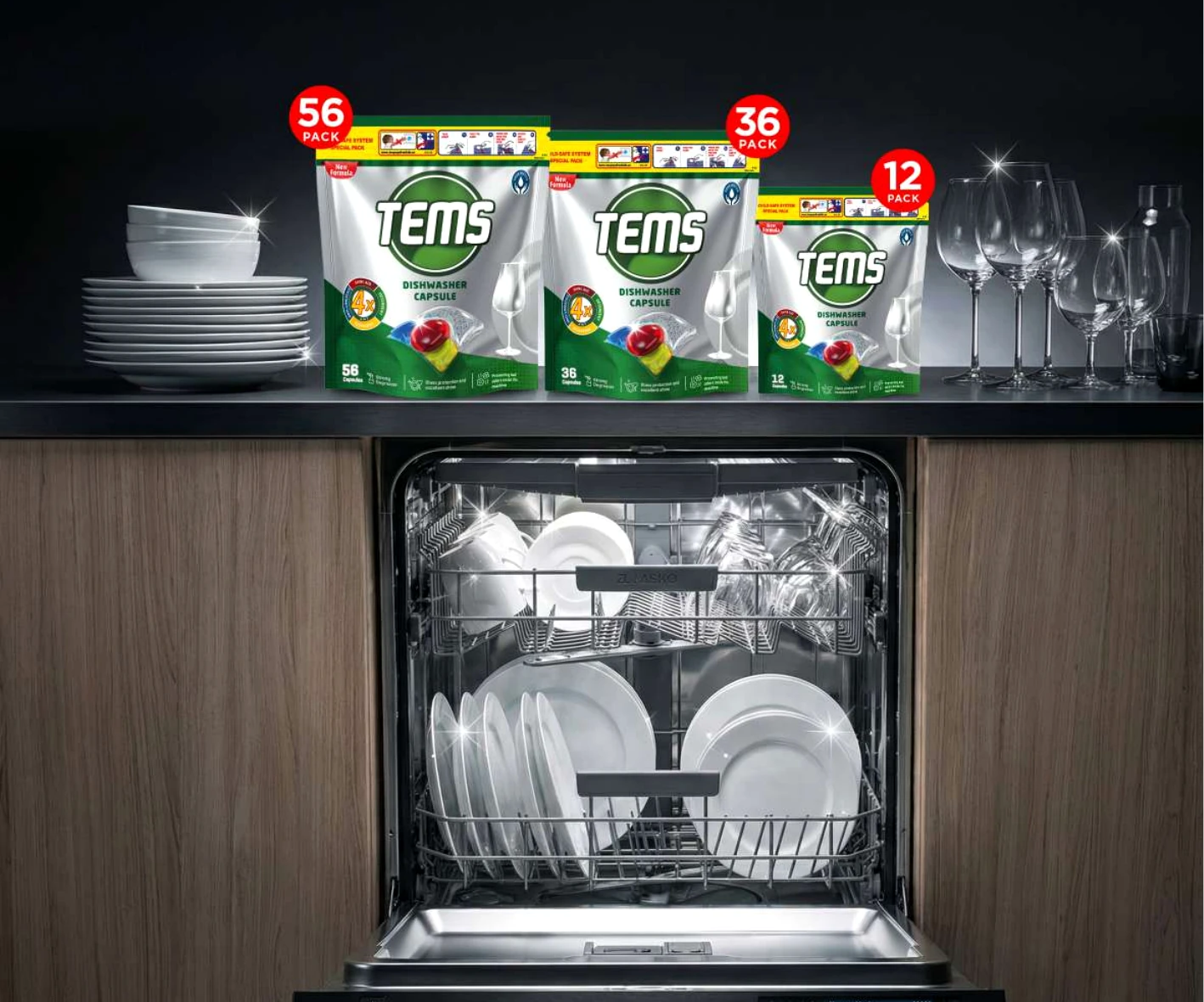 TEMS dishwasher capsules with dishwasher
